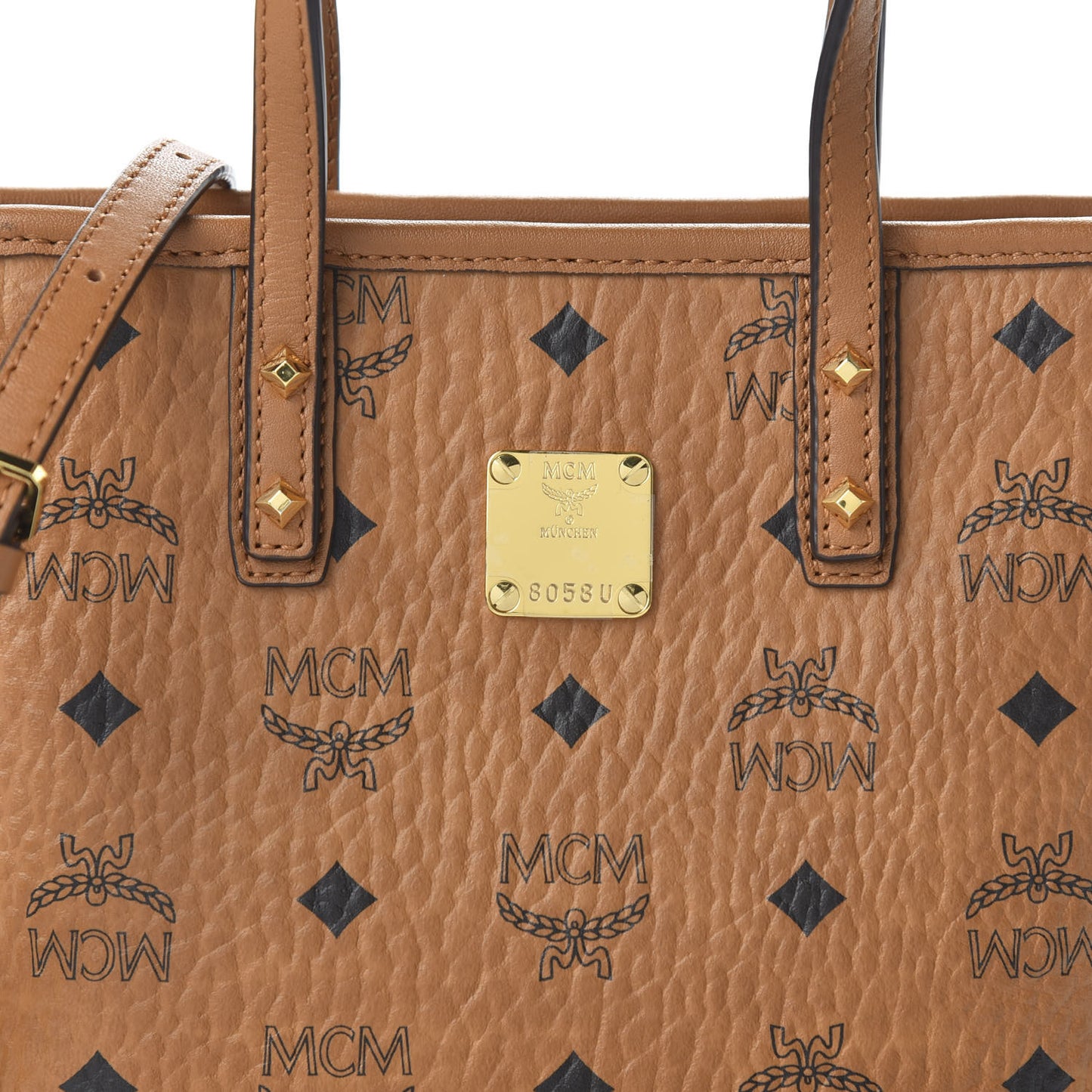 Visetos Mini Anya Top Zip Shopper Tote Cognac