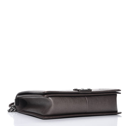 Chanel Metallic Calfskin Quilted Large Boy Flap Dark Silver 4 of 12