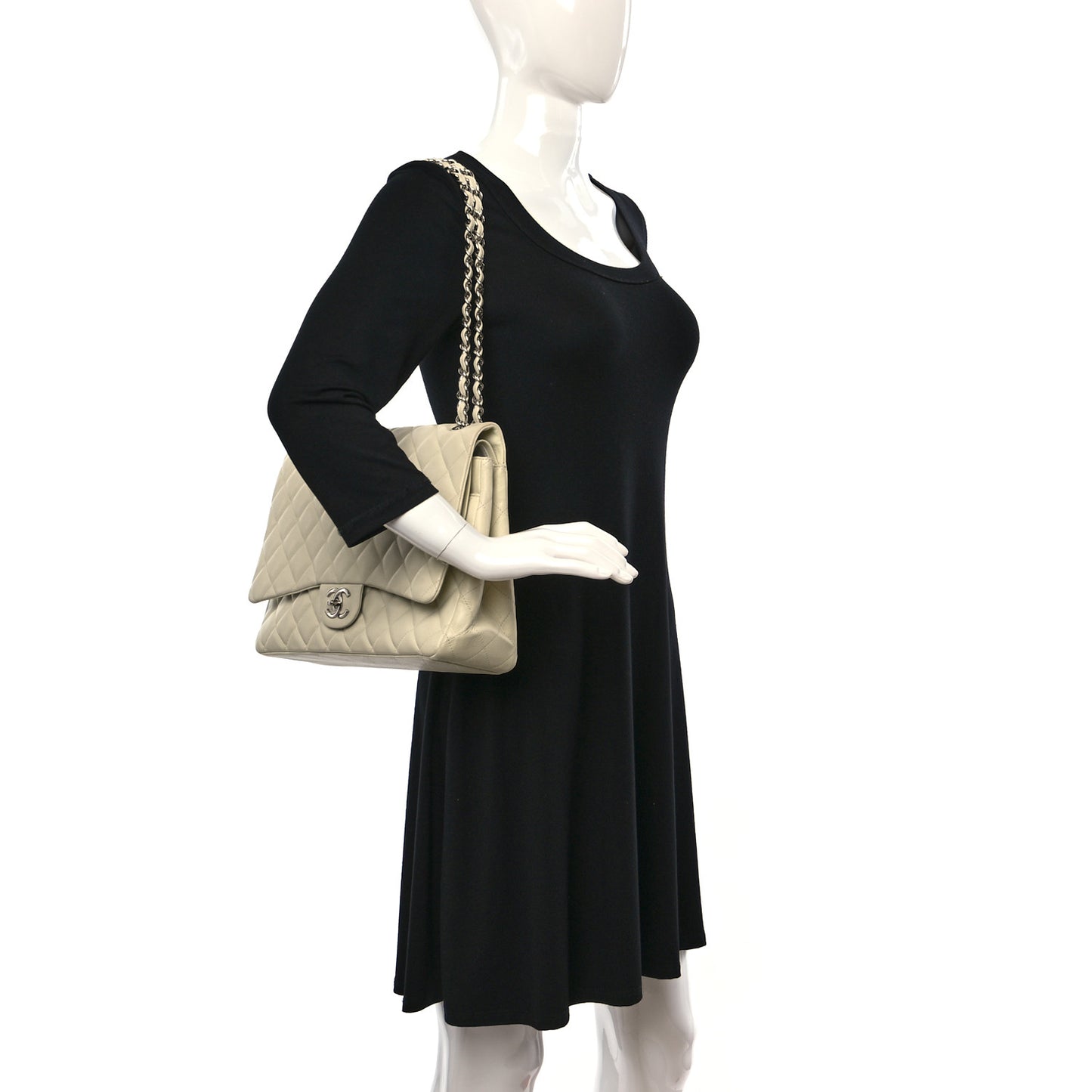 Caviar Quilted Maxi Double Flap Light Green