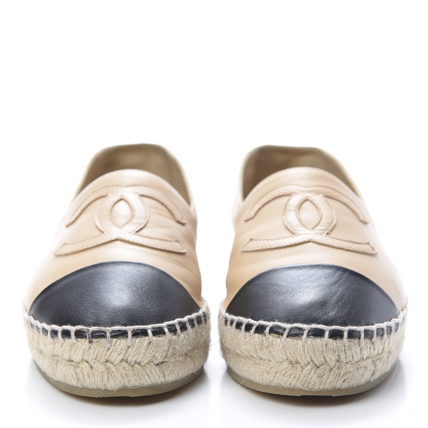 Chanel Lambskin CC Espadrilles 36 Beige Black 2 of 10