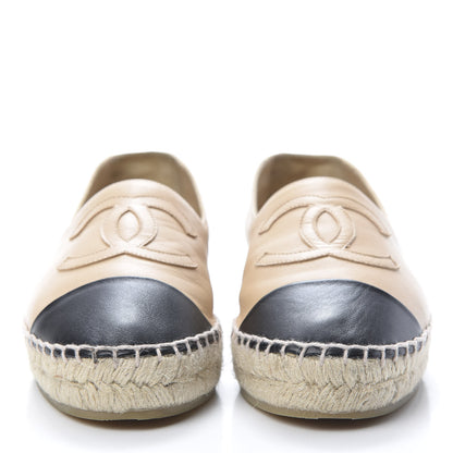 Chanel Lambskin CC Espadrilles 36 Beige Black 2 of 10