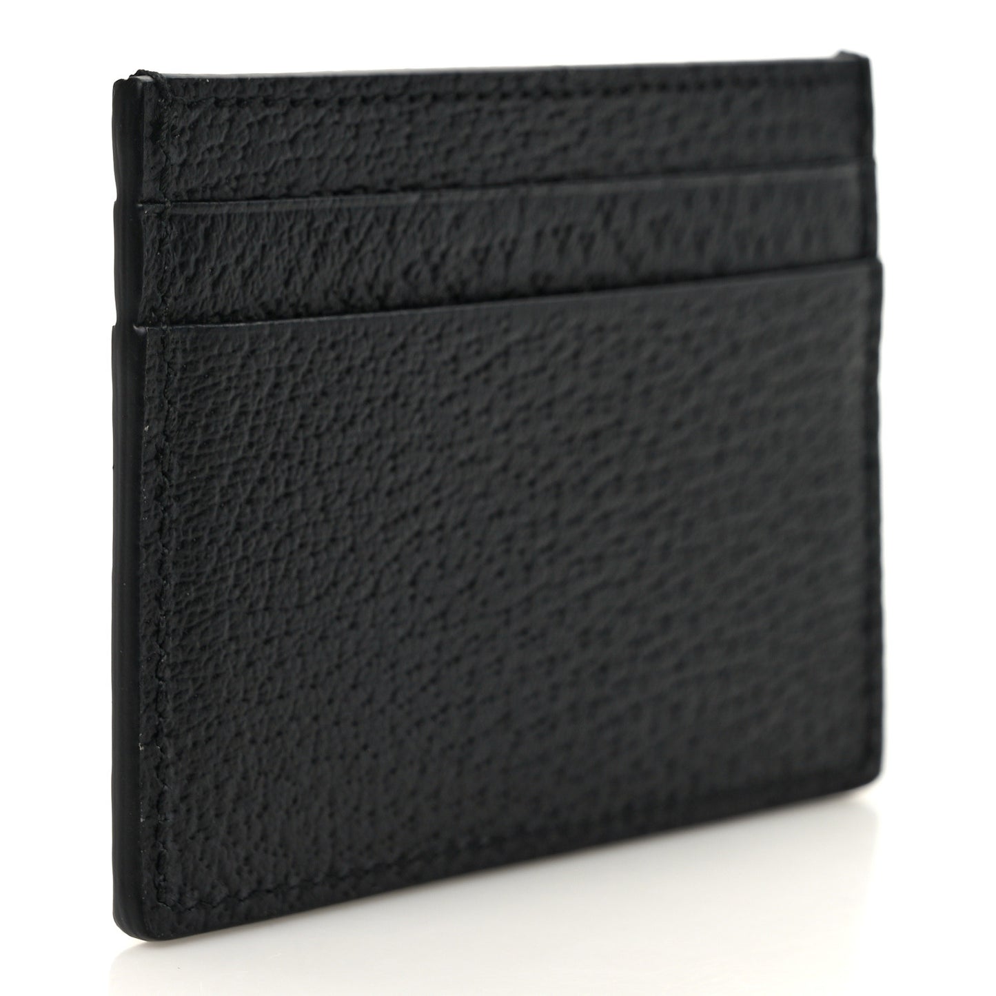 Pebbled Calfskin Animalier Card Holder Black