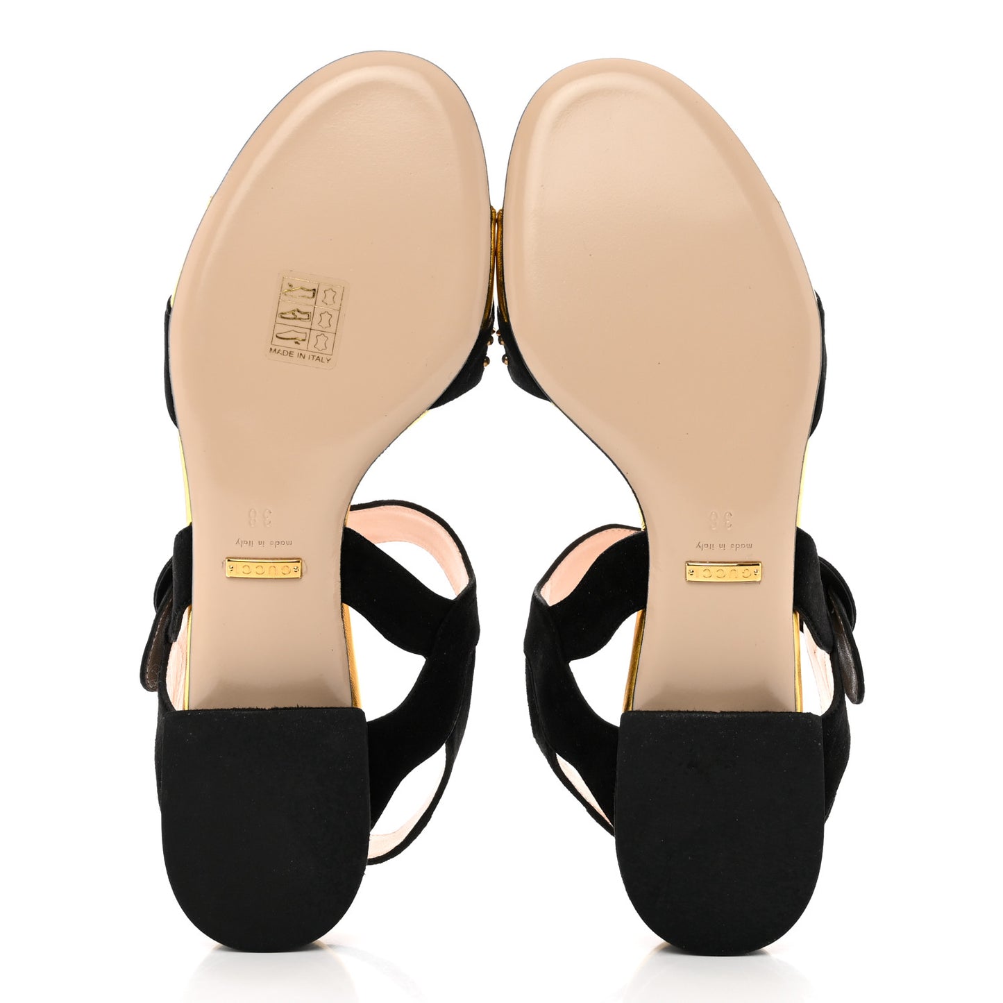 Velvet Metallic Nappa Spiked Feline Sandals 38 Black Gold