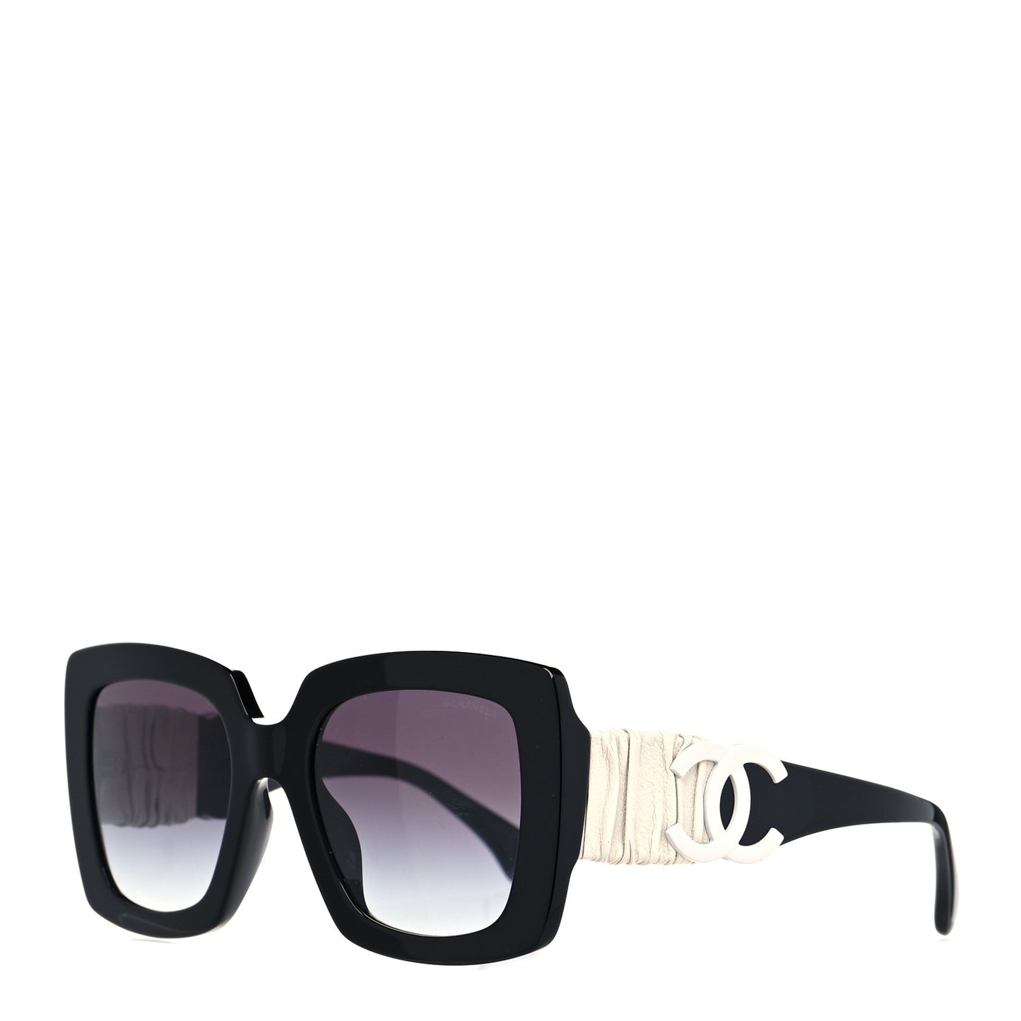 Acetate Calfskin Square Sunglasses 5474-Q-A Black White