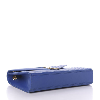 Saint Laurent Grain De Poudre Matelasse Chevron Large Monogram Satchel Blue Majorelle 4 of 10