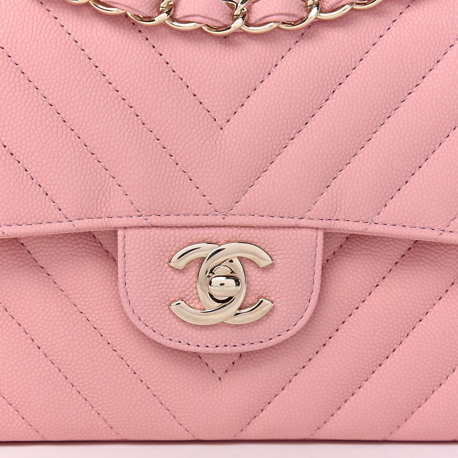 Chanel Caviar Chevron Quilted Small Double Flap Pink 8 of 8