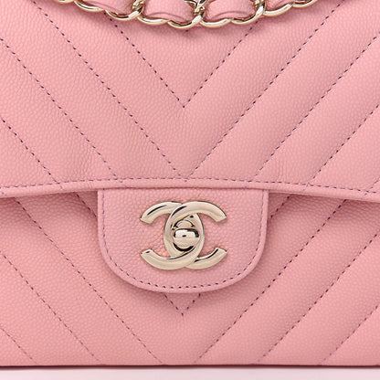 Chanel Caviar Chevron Quilted Small Double Flap Pink 8 of 8