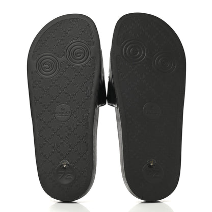 Gucci Nappa Cat Logo Womens Pursuit Slide Sandals 37 Black 5 of 7