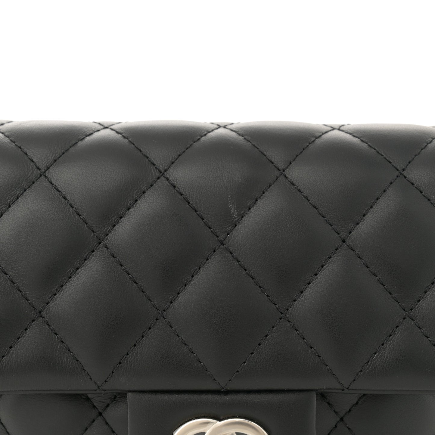 Calfskin Quilted CC Uniform Flap Belt Bag Black