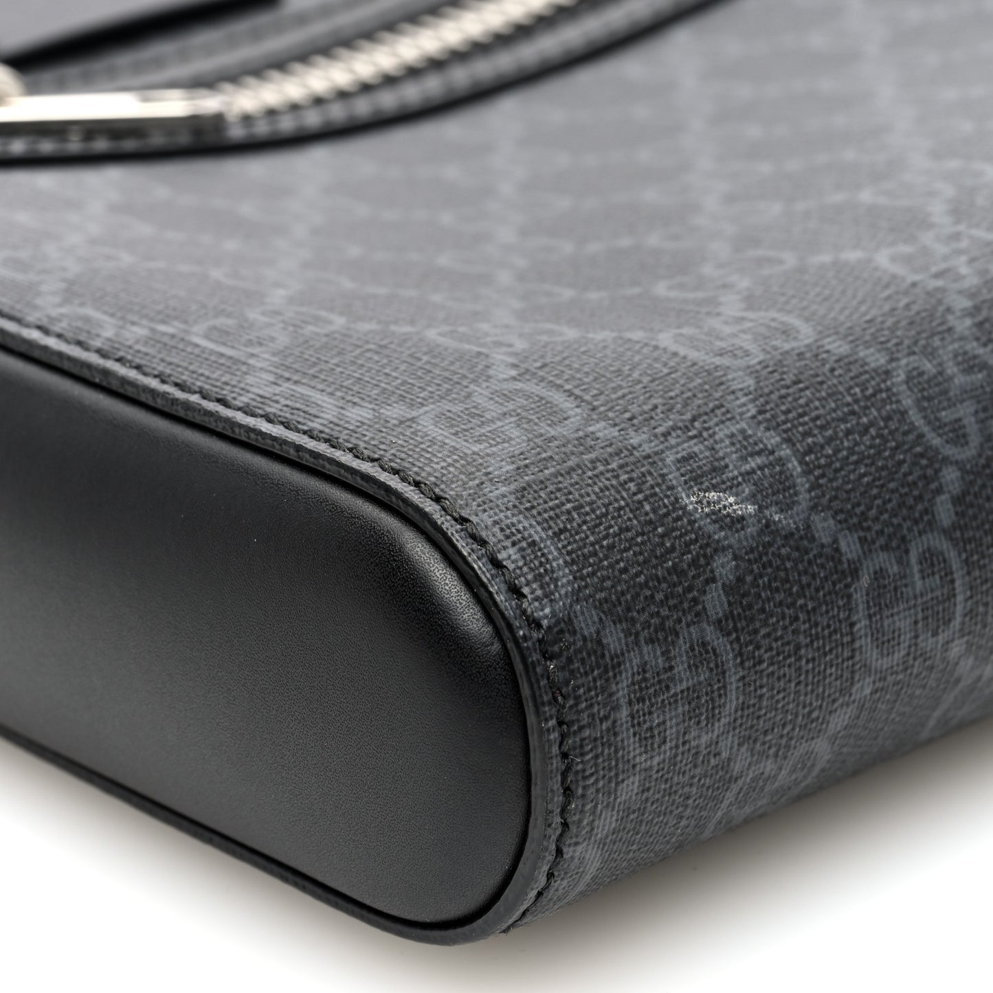 GG Supreme Monogram Web Small Flat Messenger Bag Black Grey