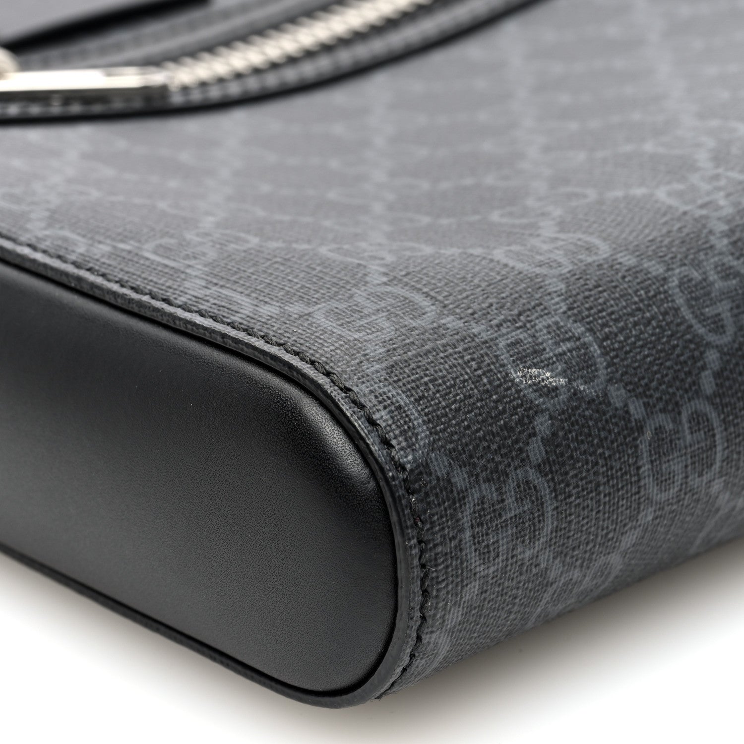 Gucci GG Supreme Monogram Web Small Flat Messenger Bag Black Grey 9 of 10