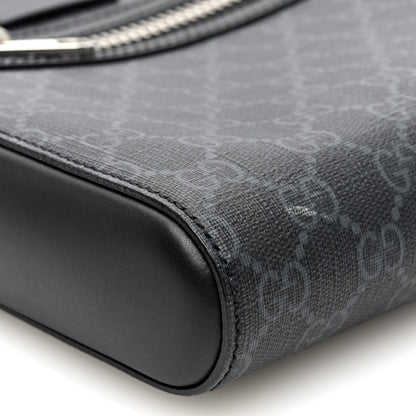 Gucci GG Supreme Monogram Web Small Flat Messenger Bag Black Grey 9 of 10