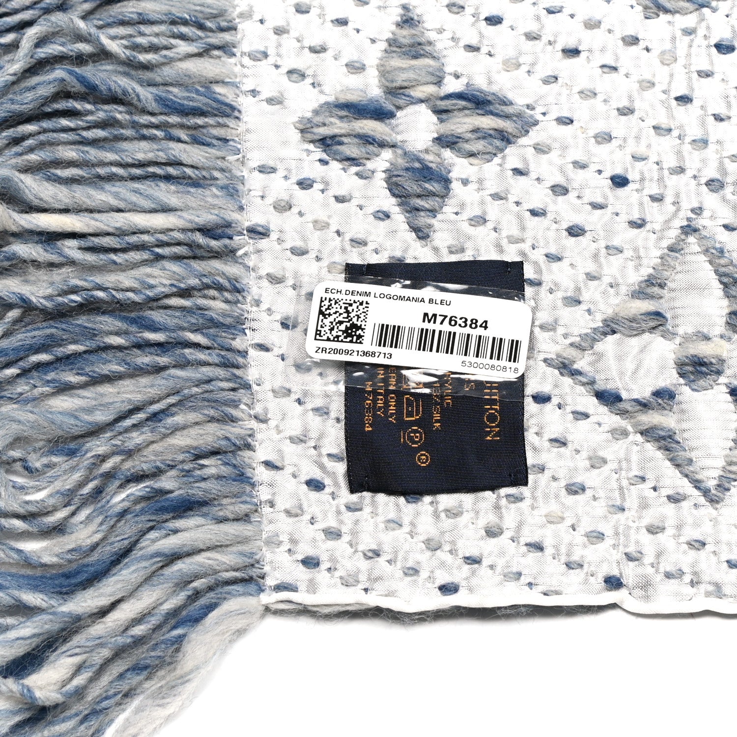 Louis Vuitton Wool Silk Logomania Scarf Denim Bleu 4 of 5