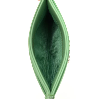 Chanel Shiny Goatskin Quilted Chanel 19 Card Holder Green 5 of 9