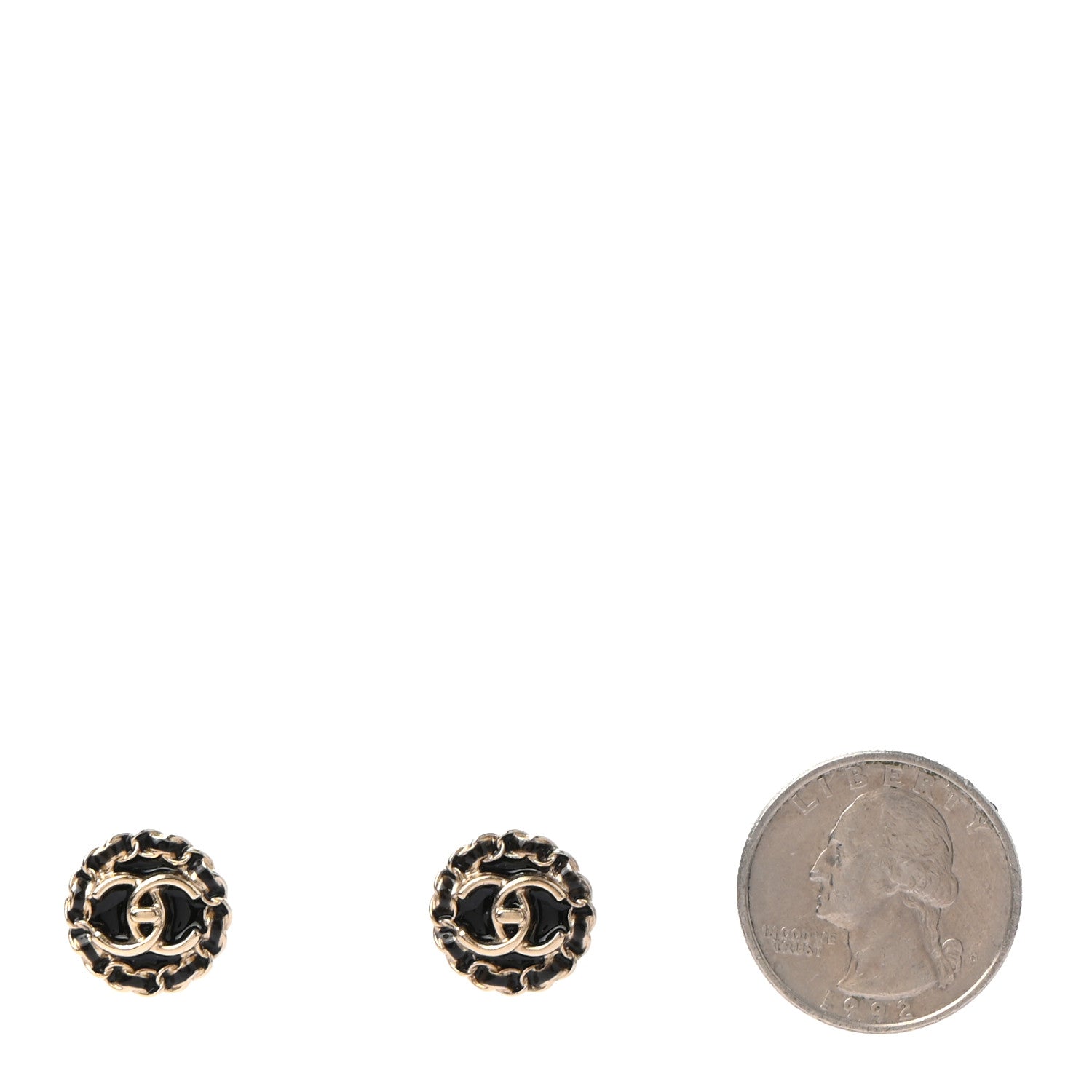 Chanel Metal Enamel CC Chain Turnlock Earrings Gold Black 2 of 5