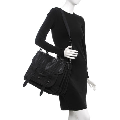 Proenza Schouler Lambskin Nylon Extra Large PS1 Satchel Black 3 of 17