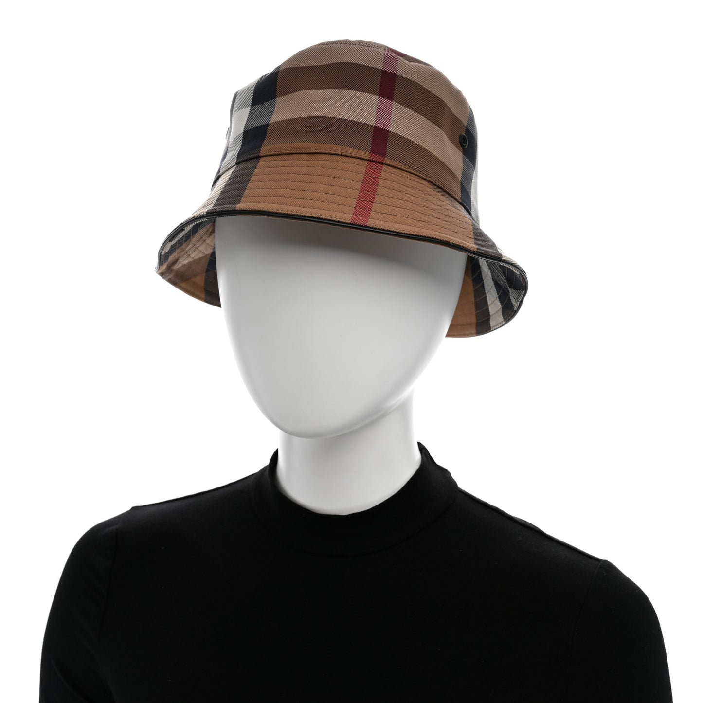Cotton Canvas Exaggerated Check Bucket Hat M Birch Brown