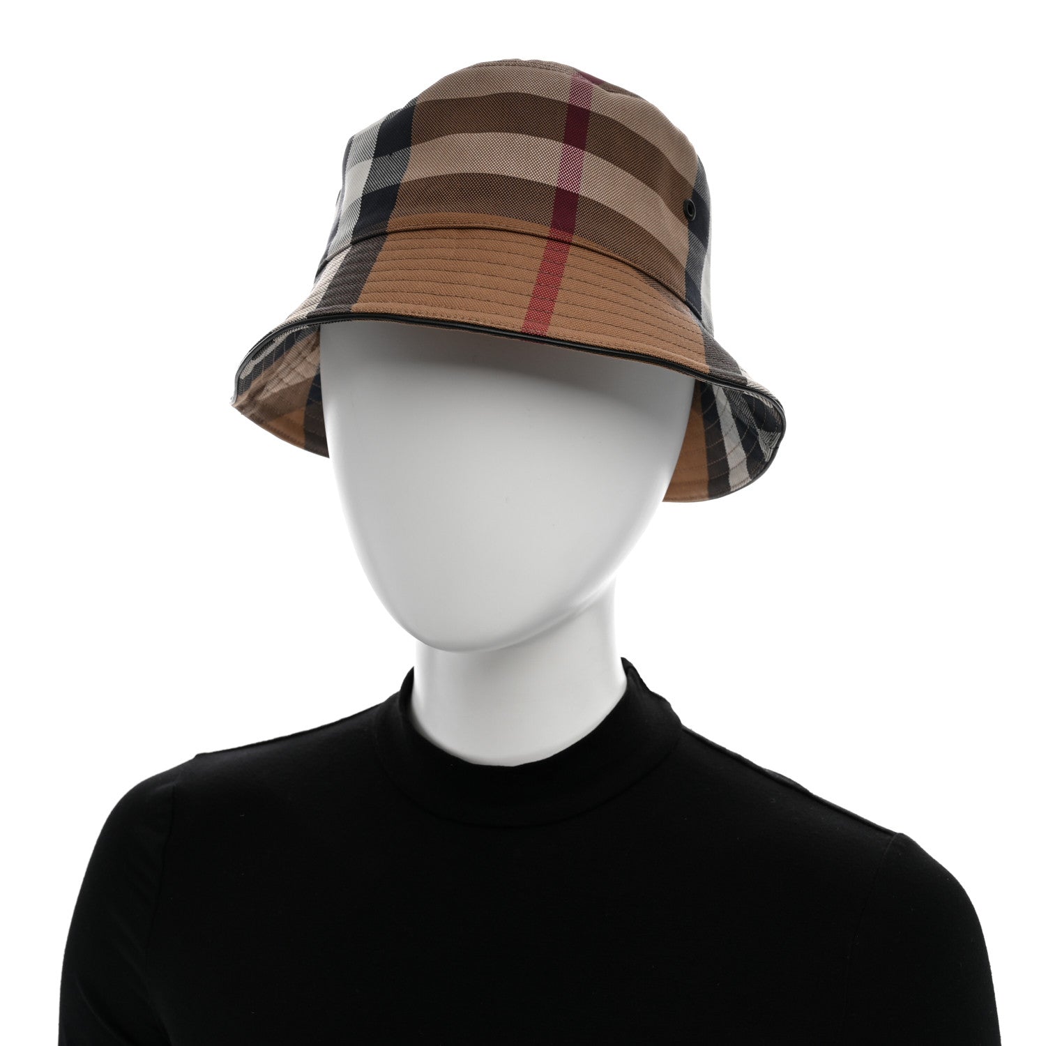 Burberry Cotton Canvas Exaggerated Check Bucket Hat M Birch Brown 2 of 8