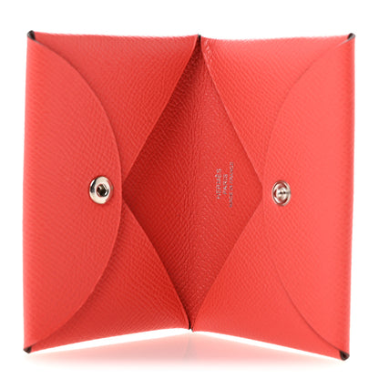 Hermes Epsom Calvi Card Case Rose Jaipur 5 of 7