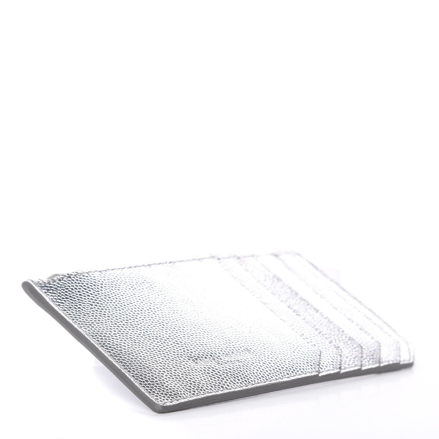 Saint Laurent Grained Calfskin 5 Fragments Zip Pouch Card Holder Silver 4 of 8