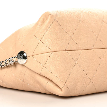 Chanel Grained Calfskin Stitched Medium Braided With Style Hobo Beige 8 of 9