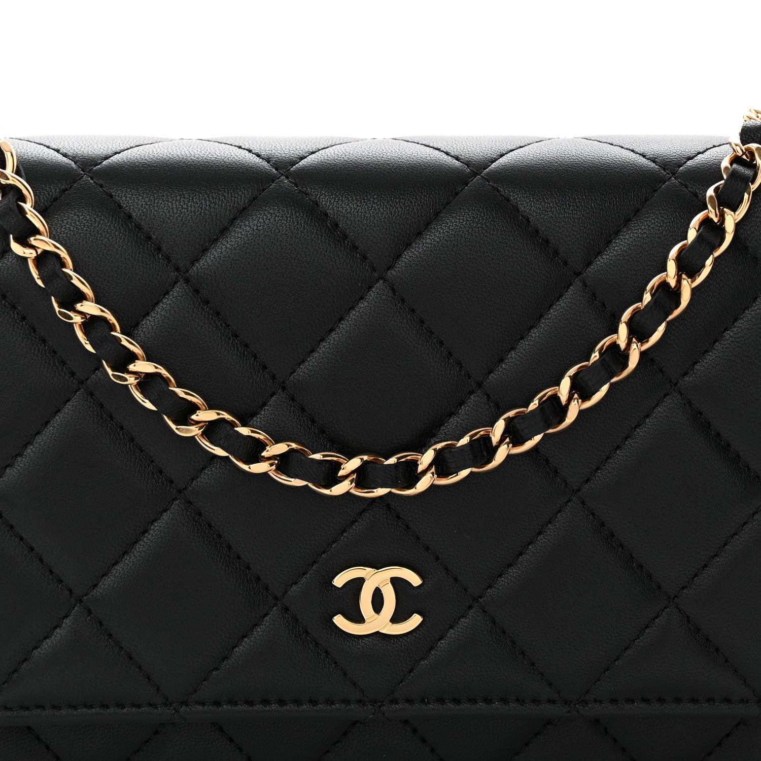Chanel Lambskin Quilted Wallet On Chain WOC Black 9 of 12