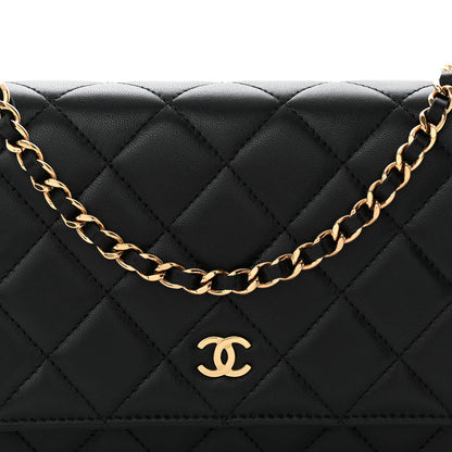 Chanel Lambskin Quilted Wallet On Chain WOC Black 9 of 12
