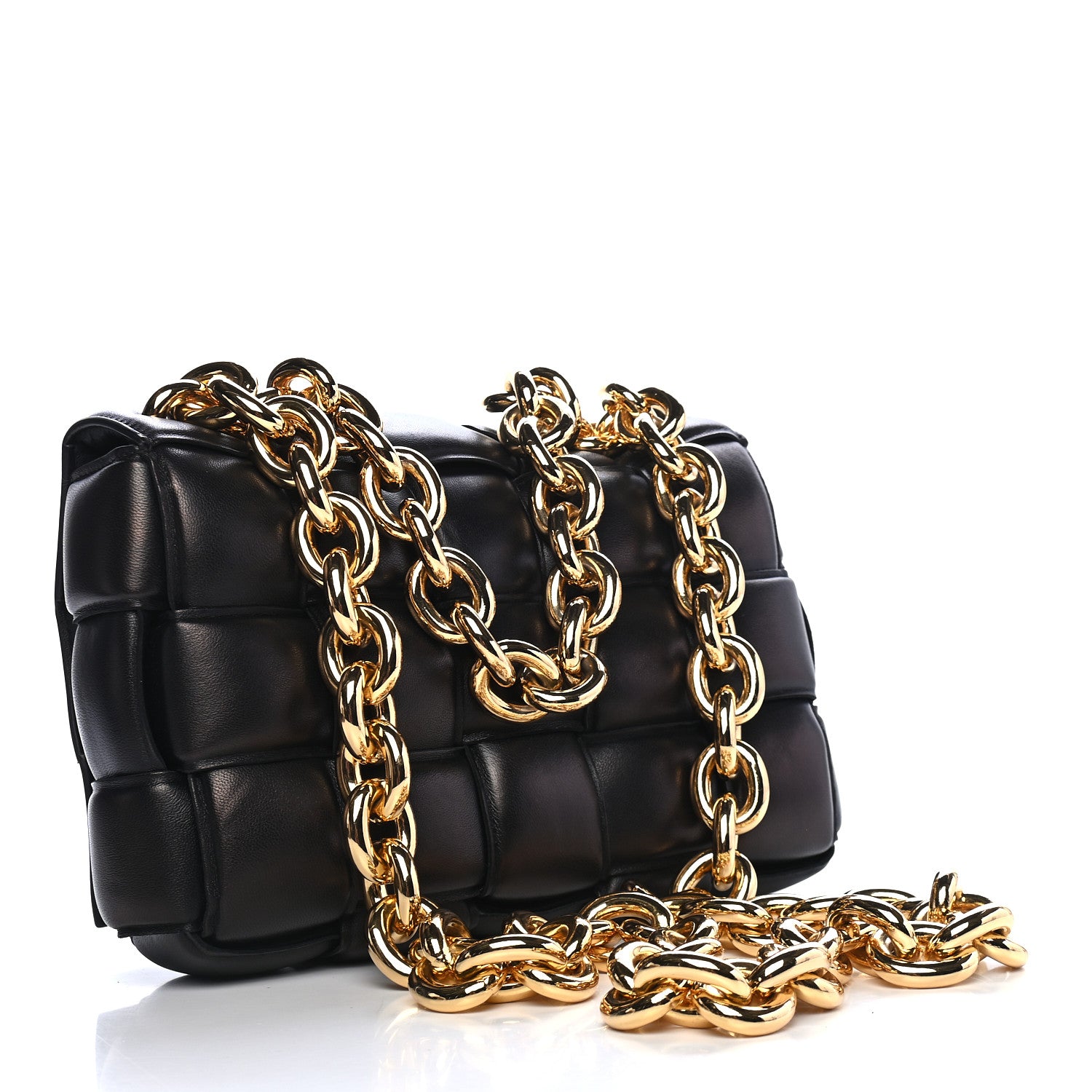 Bottega Veneta Lambskin Maxi Intreccio Padded Chain Cassette Crossbody Bag Black 3 of 8