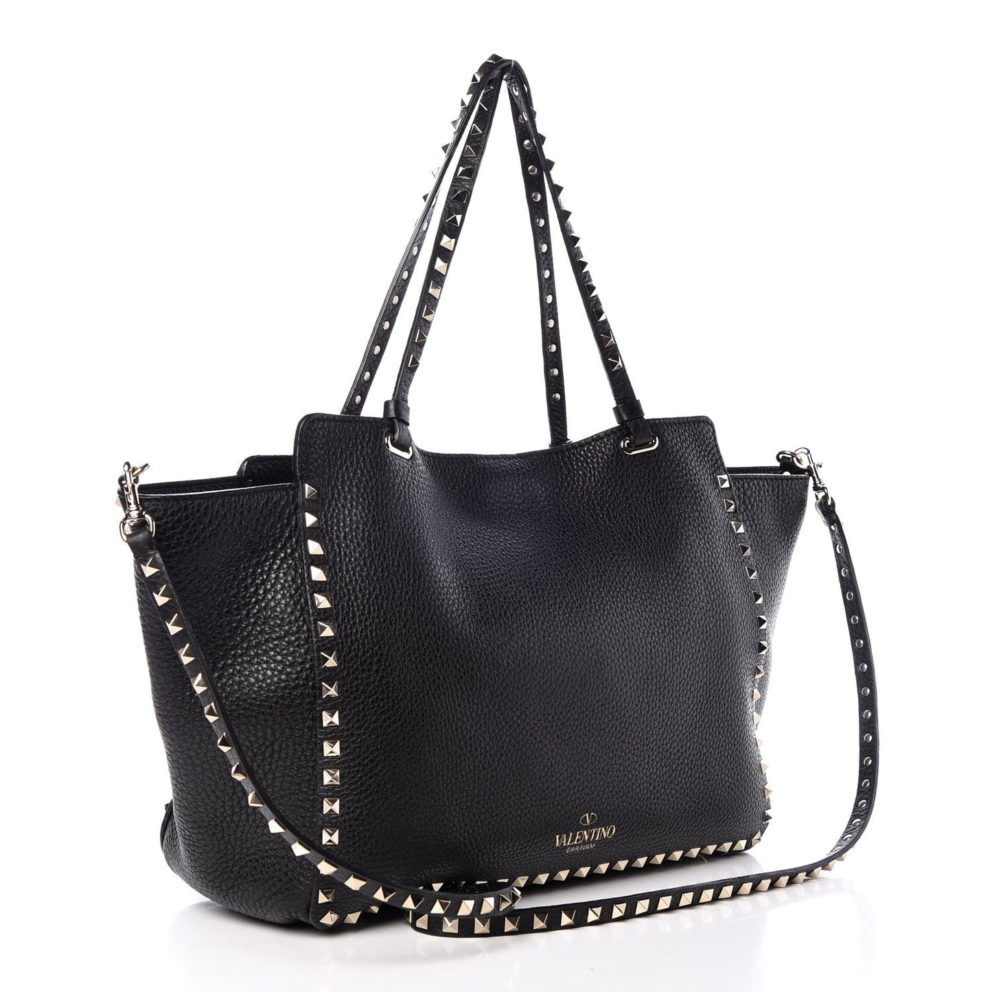 Alce Printed Calfskin Medium Rockstud Tote Black