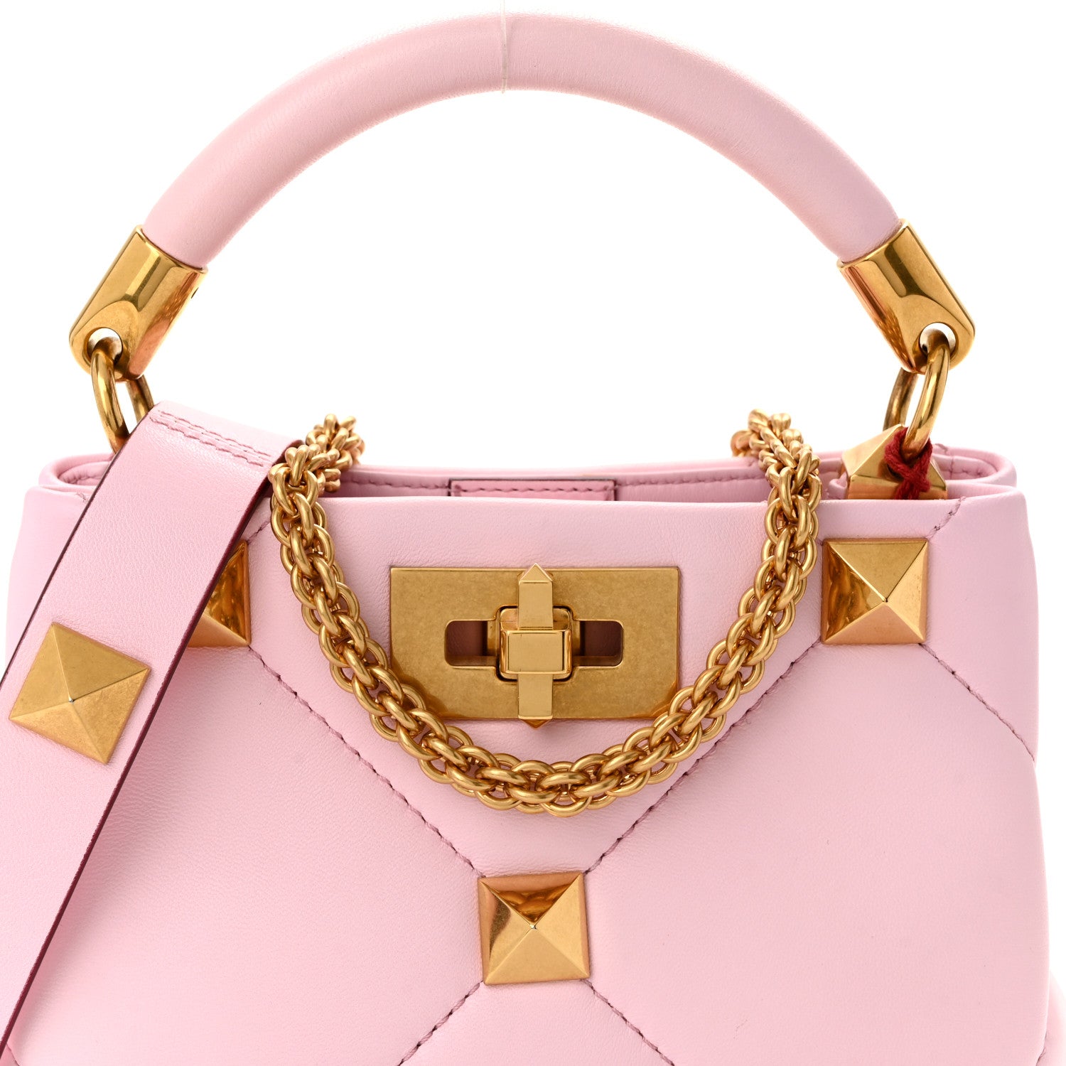 Valentino Garavani Nappa Mini Roman Stud The Handle Bag Pink Borealis 7 of 9
