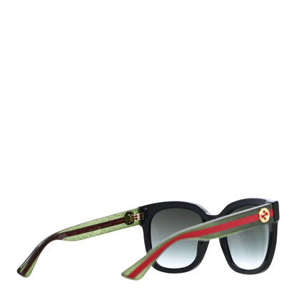 Gucci Acetate Square Frame Web Glitter Sunglasses GG0034S Black Green 3 of 7