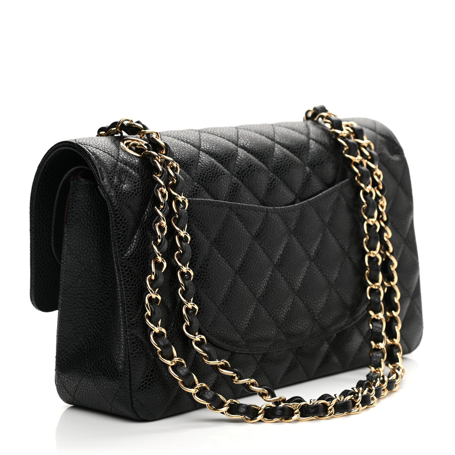 Caviar Quilted Medium Double Flap Black