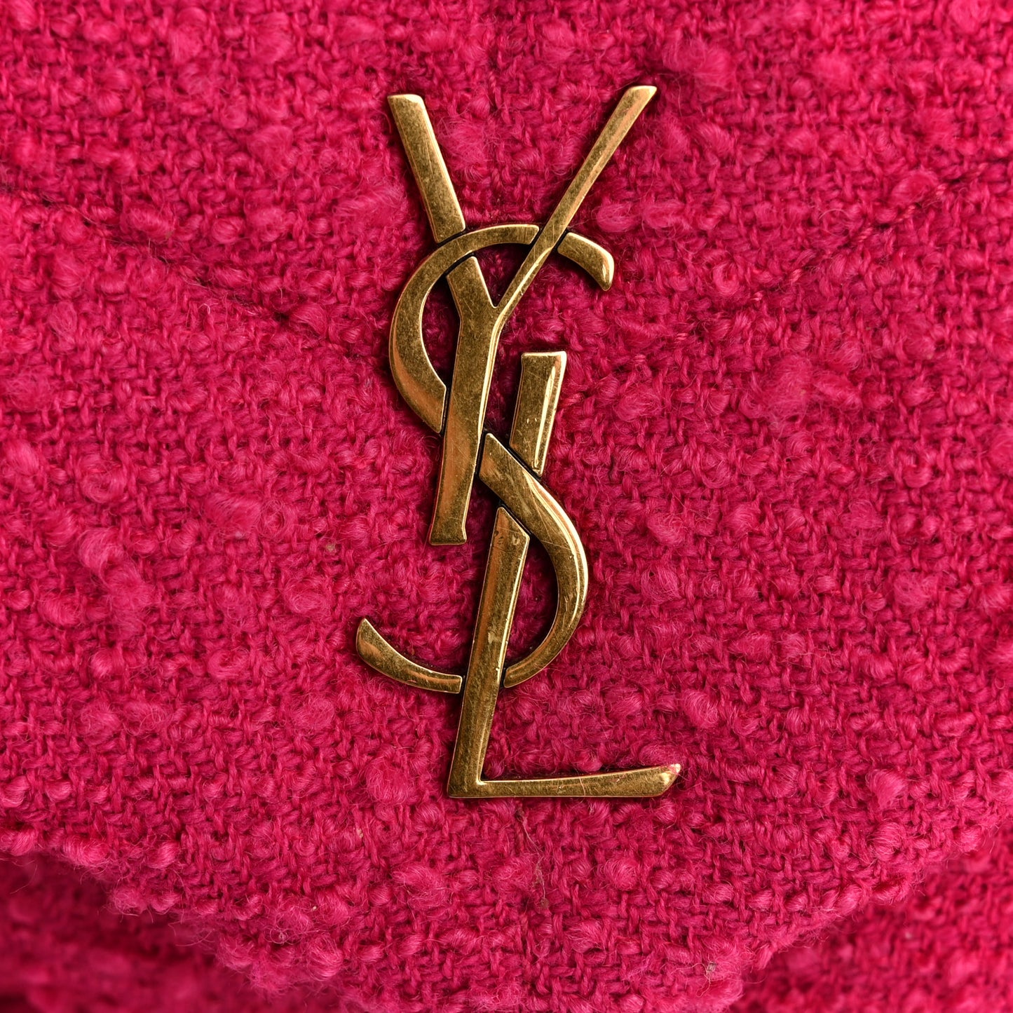 Boucle Tweed Quilted Toy Loulou Puffer Monogram Chain Satchel Magenta