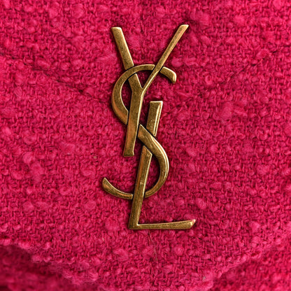 Saint Laurent Boucle Tweed Quilted Toy Loulou Puffer Monogram Chain Satchel Magenta 12 of 13