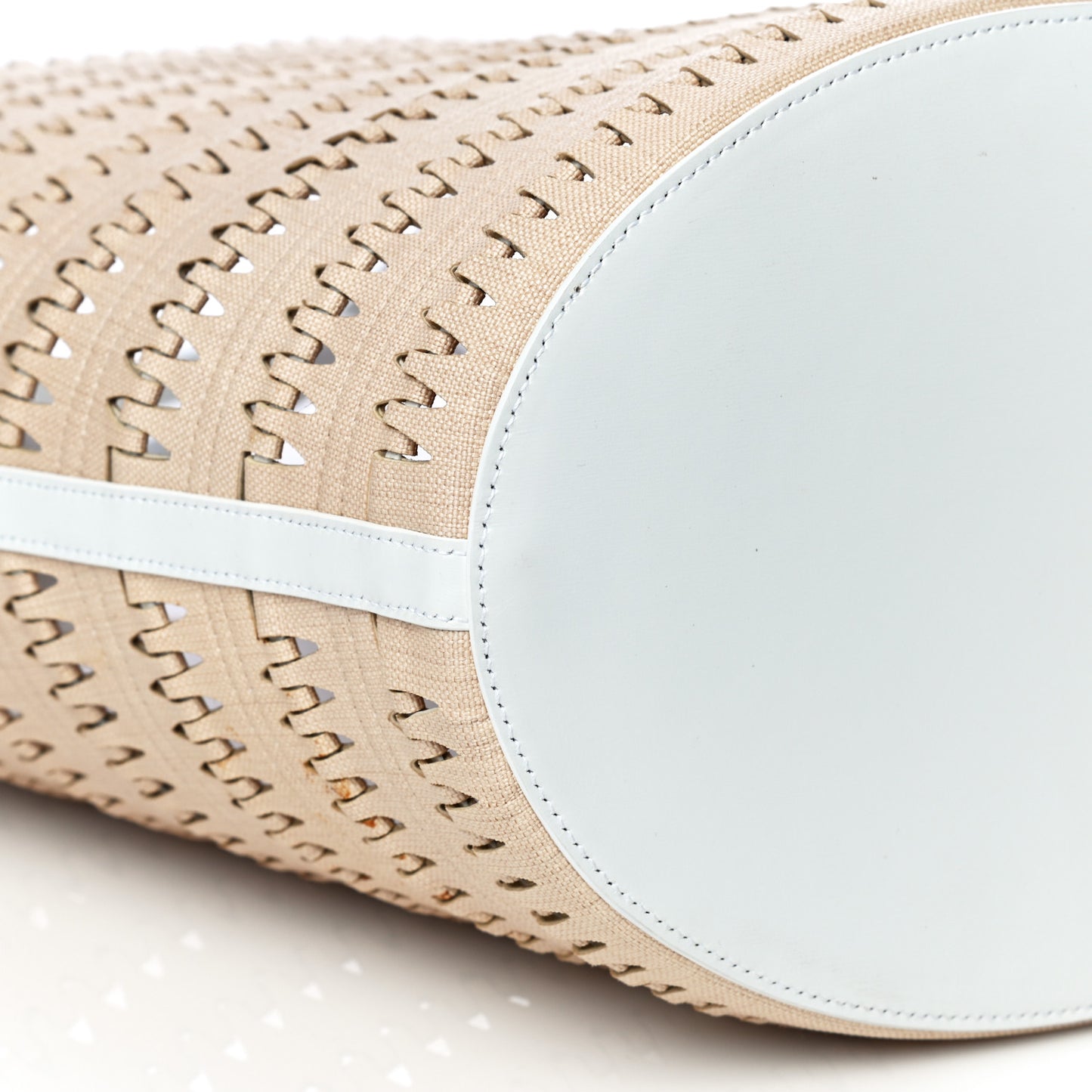 Canvas Woven Bucket Bag Beige White
