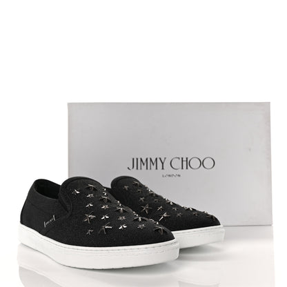 Jimmy Choo Fine Glitter Suede Mens Grove Sneakers 41 Black 8 of 8
