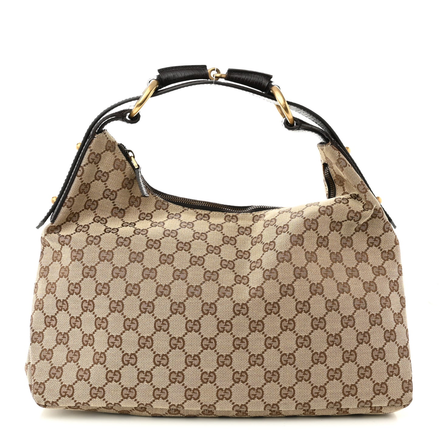 Monogram Medium Horsebit Chain Hobo Dark Brown