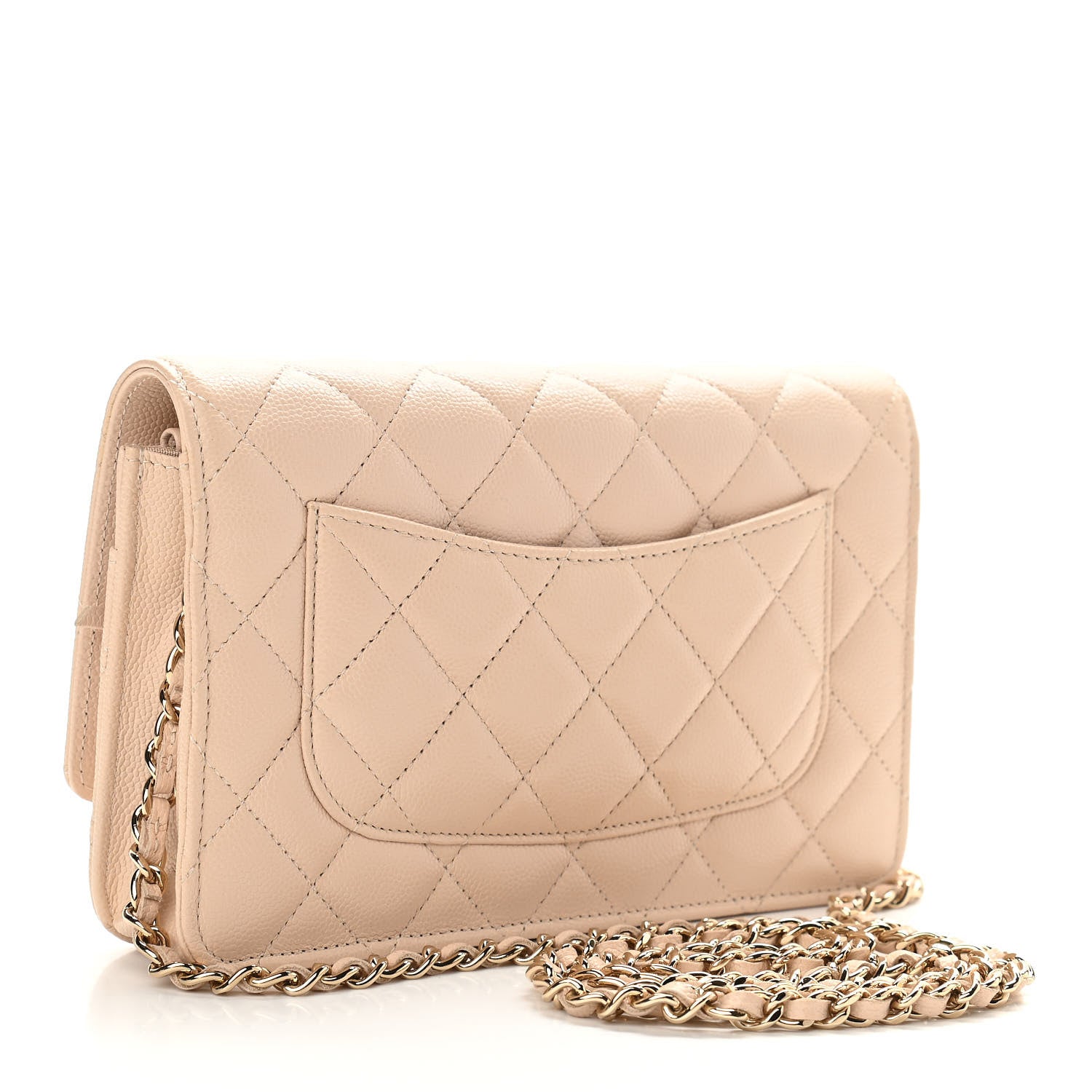 Chanel Caviar Quilted Coco Candy Wallet On Chain WOC Beige 3 of 12