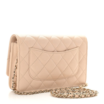 Chanel Caviar Quilted Coco Candy Wallet On Chain WOC Beige 3 of 12