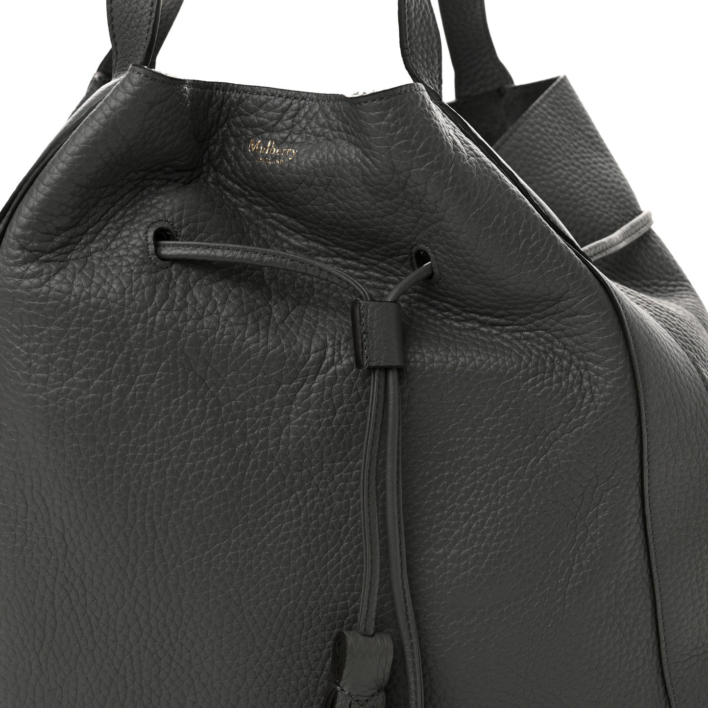 Heavy Grain Calfskin Millie Tote Charcoal