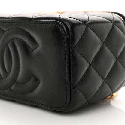 Chanel Lambskin Quilted Small Pillow Crush Vanity Case With Chain Black 10 of 11