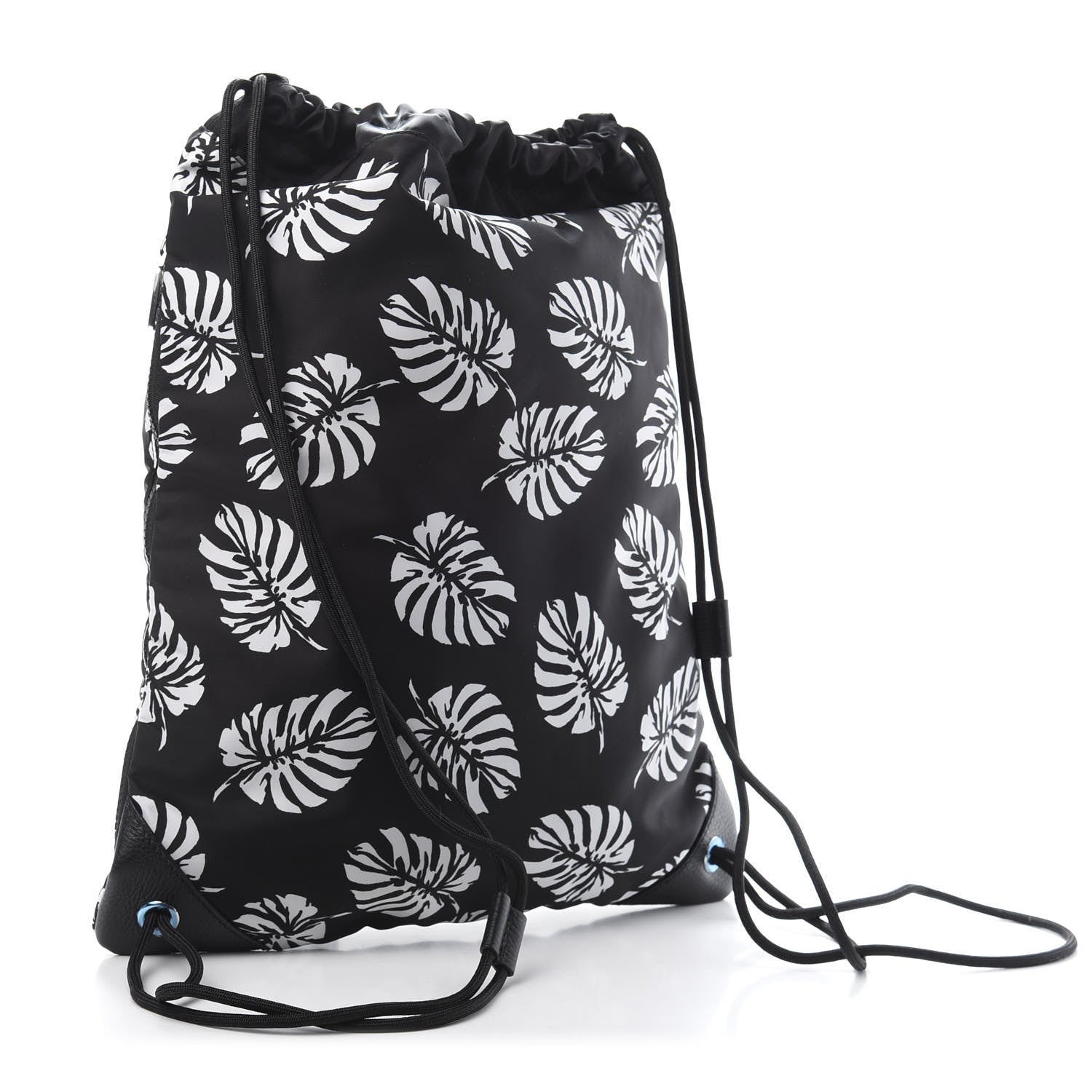 Dolce & Gabbana Nylon Black Palm Drawstring Backpack Black 2 of 10