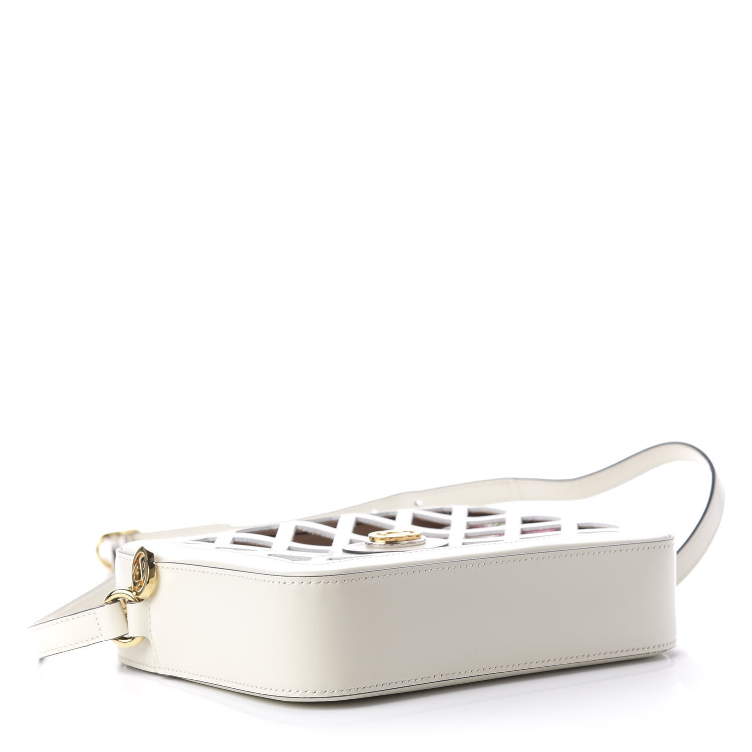 Gucci Canvas Calfskin Flora Infinity Cutout Shoulder Bag White Multicolor 4 of 10