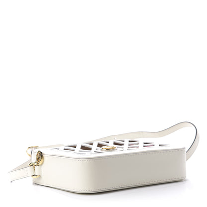 Gucci Canvas Calfskin Flora Infinity Cutout Shoulder Bag White Multicolor 4 of 10