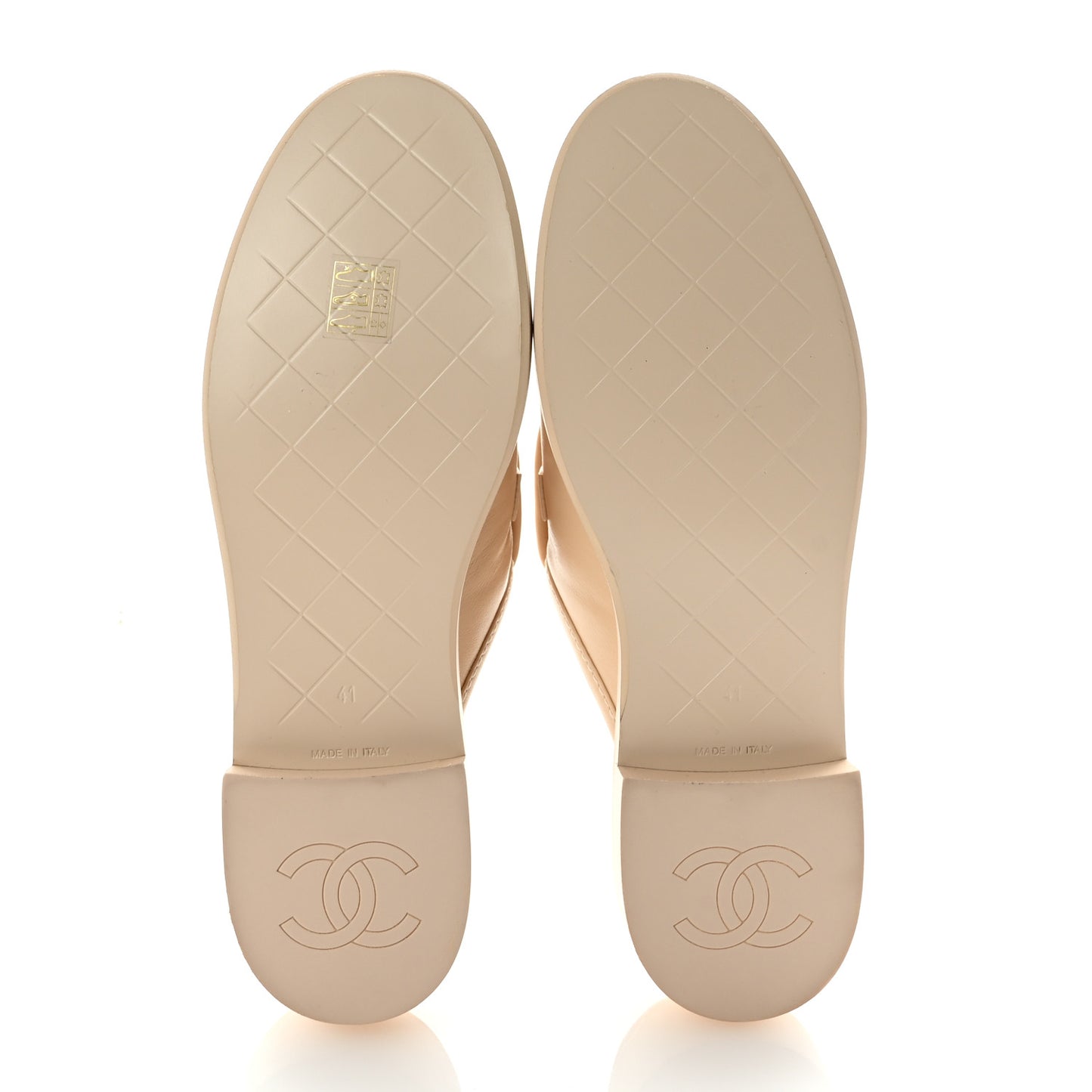 Lambskin Quilted CC Turnlock Mules 41 Light Beige