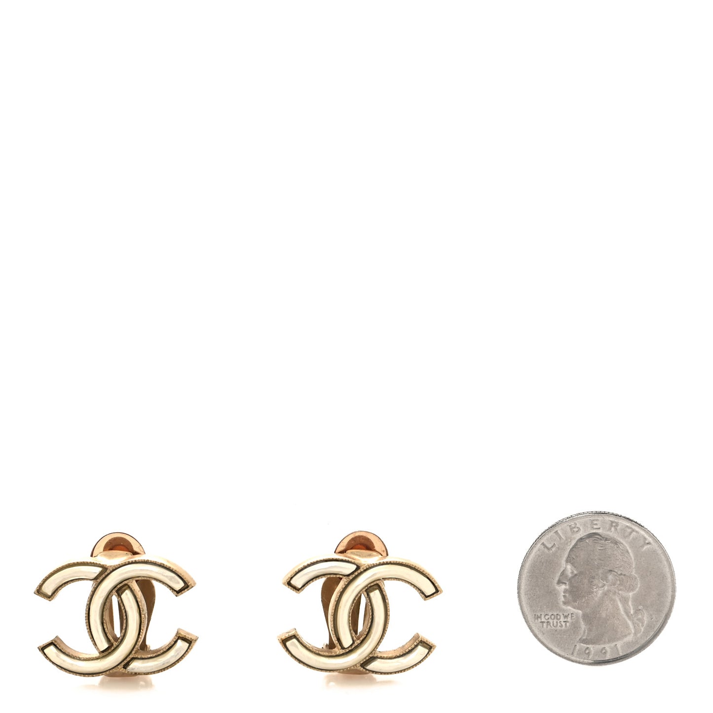 Metal CC Clip On Earrings Gold Silver