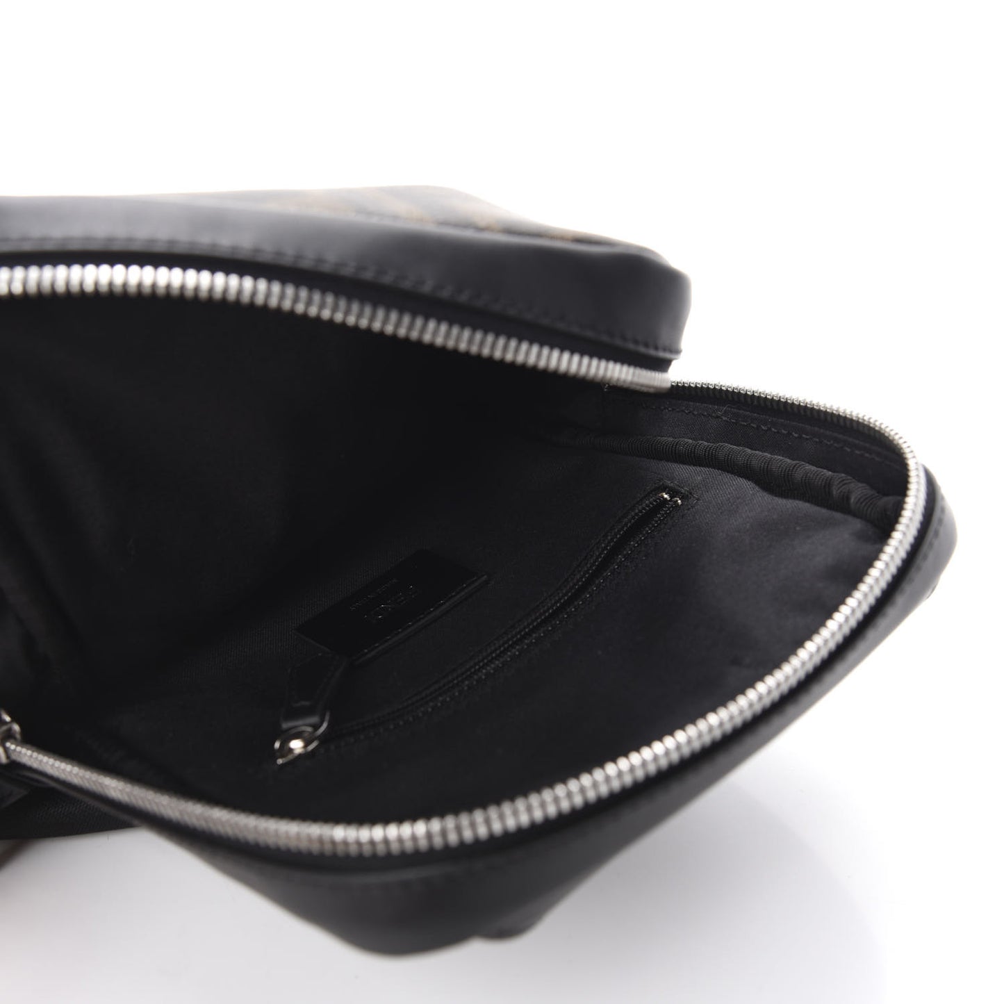 Glazed Fabric Vitello Liberty FF 1974 Diagonal Sling Bag Tobacco Moresco Black