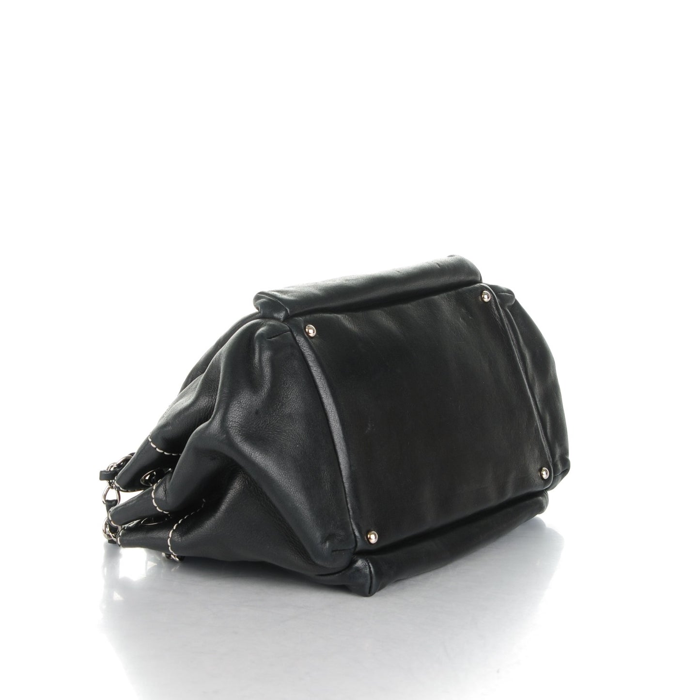Lambskin Lax Accordion Hobo Black