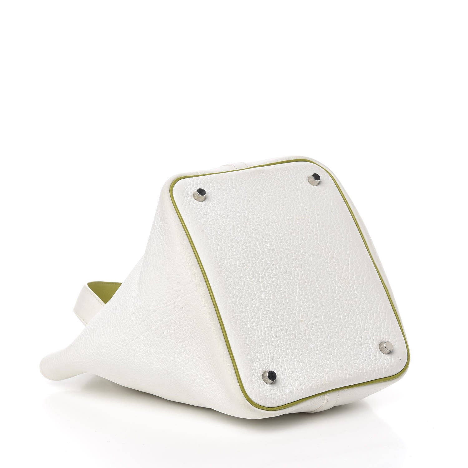 Hermes Taurillon Clemence Picotin 22 MM White Vert Chartreuse 3 of 13