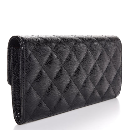 Chanel Caviar Quilted Large Gusset Flap Wallet Black 3 of 8